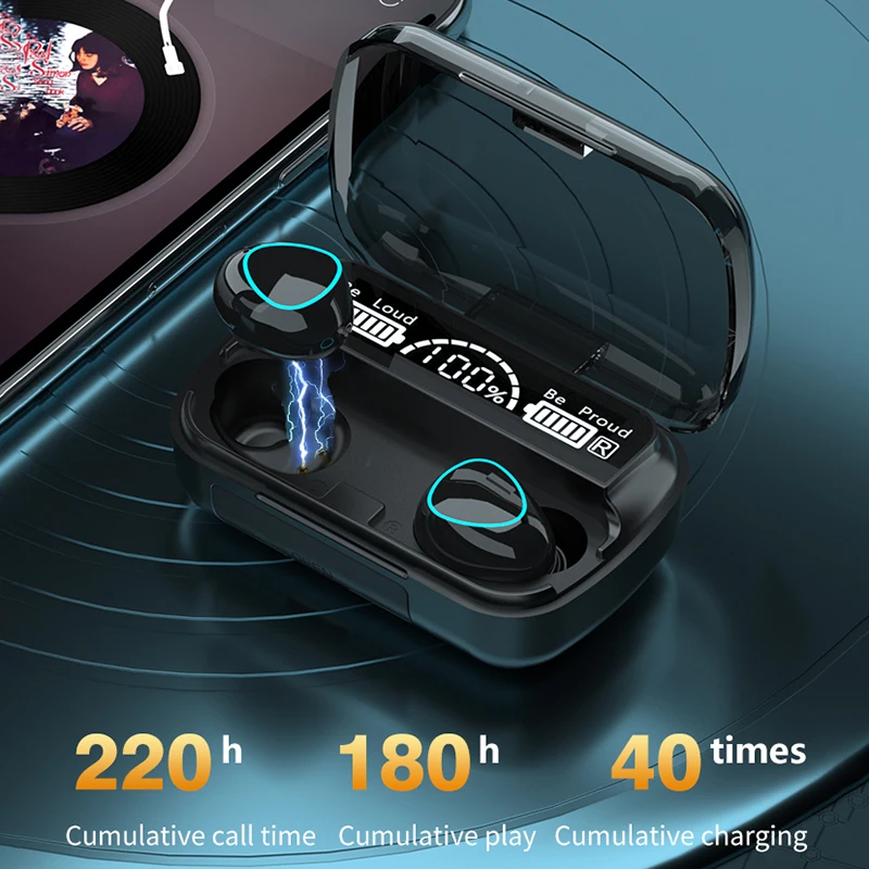

Bluetooth Wireless Headphone 9D Stereo Sports Bluetooth 5.0 Earphones HD LED Display Waterproof Earbuds Headsets with Mic