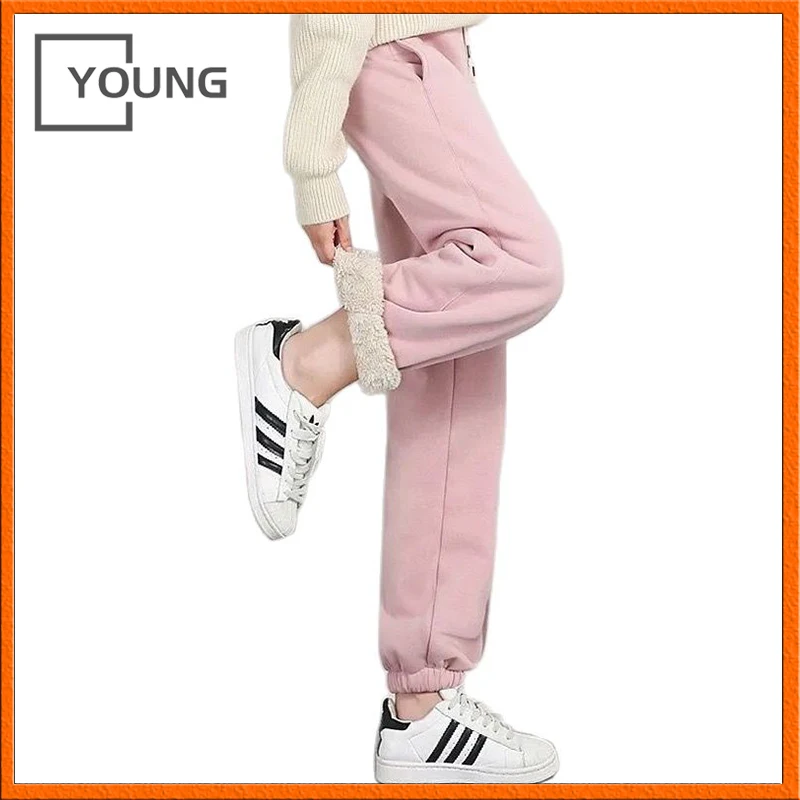 

YOUNG 2021 Autumn Winter Joggers Wide Leg SweatPants Women Trousers Plus Size High Waist Pants Streetwear Casual Pant
