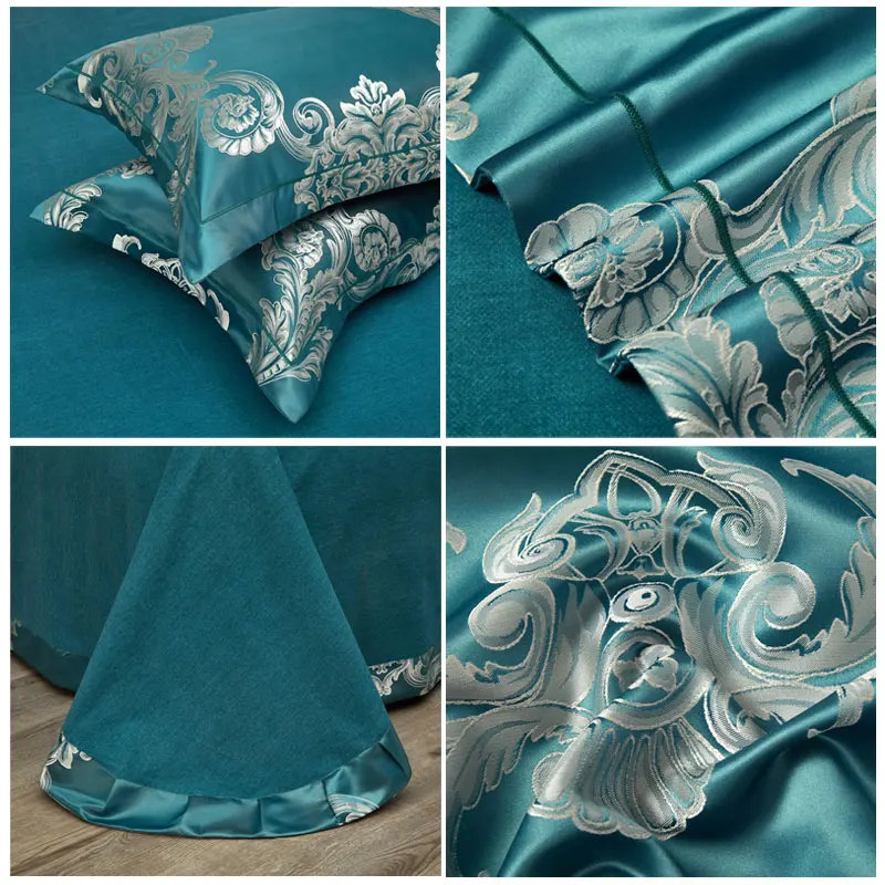 

Luxury 3D Jacquard Duvet Cover Bedding Set Satin Bed Linen Double Adult Queen King Size 4pc Sanding Cotton Pillowcase Bedclothes
