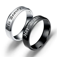 baecyt hot sale new fashion diy couple jewelry her beast and his beauty stainless steel wedding rings for women men