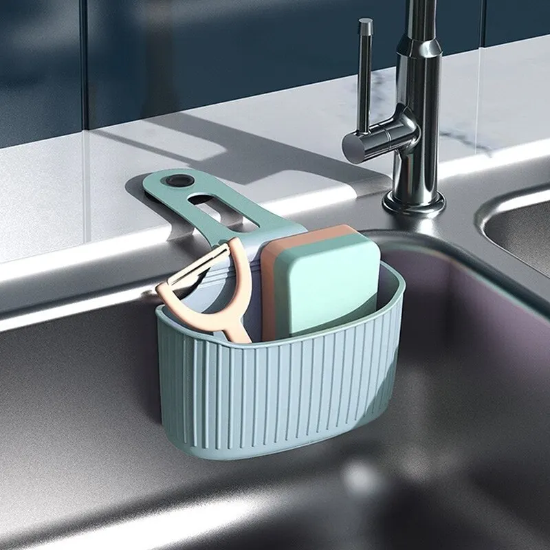 

Portable Sink Shelf Soap Sponge Drain Rack Silicone Storage Basket Bag Faucet Holder Adjustable Holder Sink Kitchen Accessories