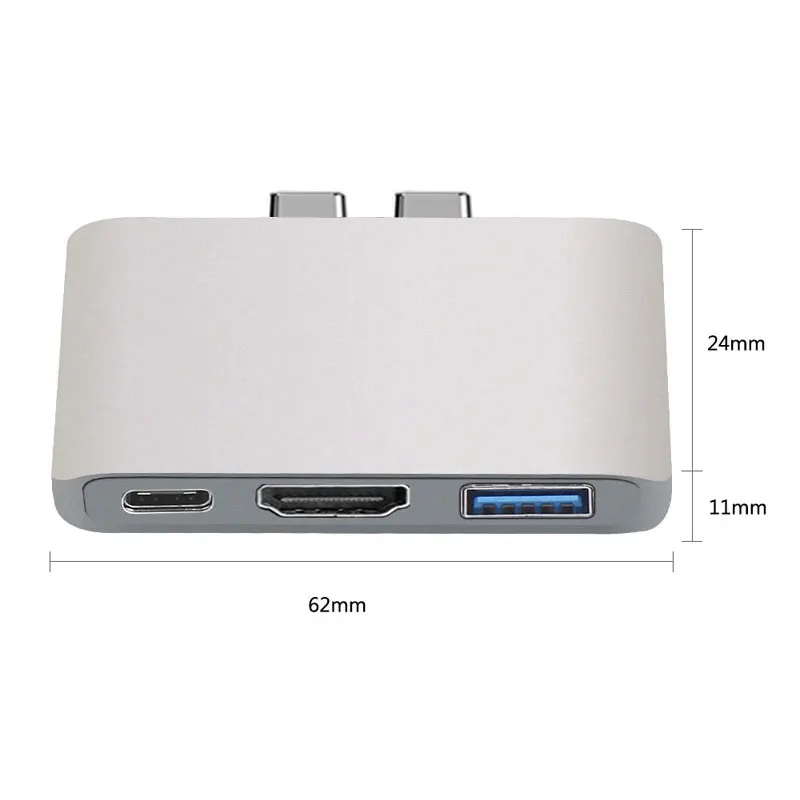 Концентратор USB Type-c 3 в 1 концентратор 0 с разъемом HDMI 4K из алюминиевого сплава для