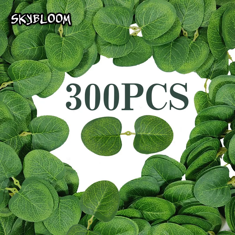 300pcs Twin Eucalyptus Leaves Artificial Greenery Fake Green for DIY Wreath Wedding Corsages Cake Flower Decorations KB25 | Дом и сад