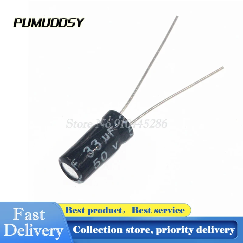 

20PCS/LOT 33uF 50V Aluminum electrolytic capacitor 5*12 Electrolytic Capacitor 50v 33uf 5x12