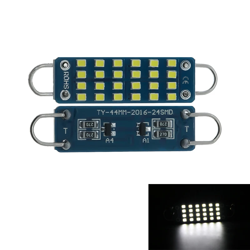 10 шт., светодиодные лампы-фестоны для чтения, 12 В, 44 мм, 24 светодиода 10 шт., светодиодные лампы-фестоны для чтения, 12 В, 44 мм, 24 светодиода