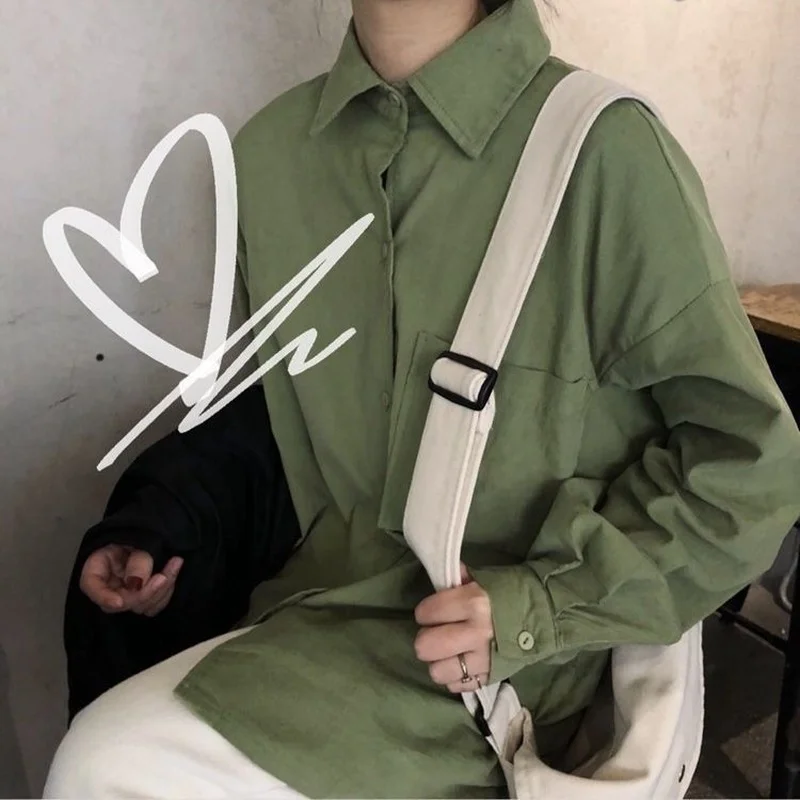 

Plaid shirt women vintage Harajuku loose mid-length casual jacket 2021 new Korean style trend all-match lantern sleeve shirt