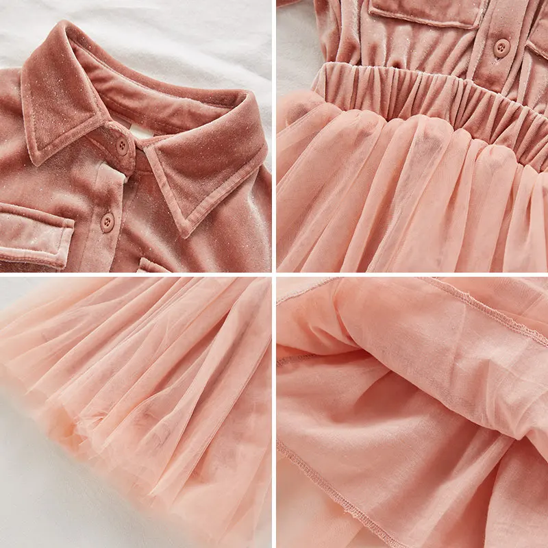 

Kids Winter Long-Sleeve Shiny Dresses for Girls 4-13 Years Teenage Velvet Elegant Evening Party School Child Christmas Clothes