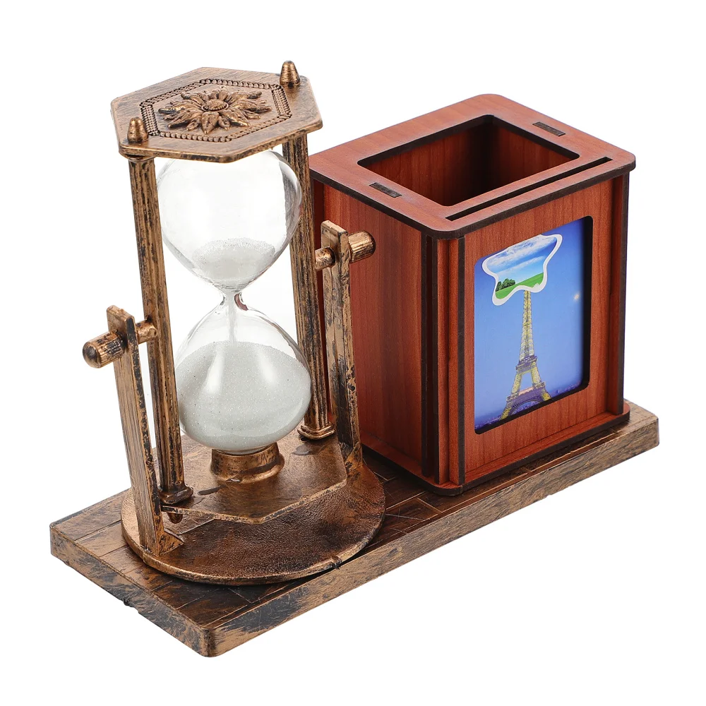 

Настольная коробка для ручек, 1 шт., держатель для фотографий, орнамент, фоторамка, песочные часы (случайный стиль)