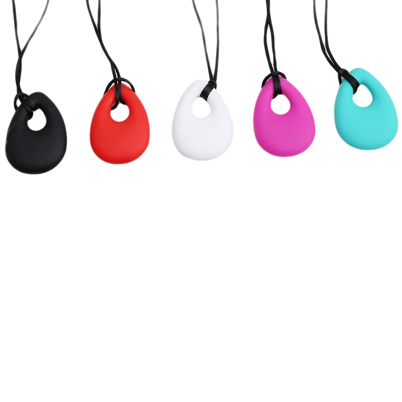 

Silicone Baby Teether Toddler Kids Drop Ring Teething Black Chian Necklace Pendants Newborn Molars Tooth Chewable Teething Toy