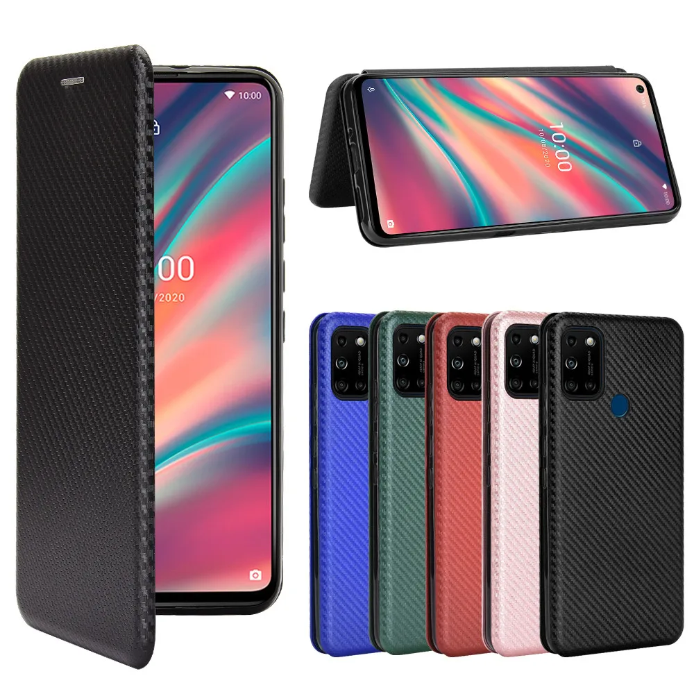 

For WIKO View 5 Case Luxury Flip Carbon Fiber Skin Magnetic Adsorption ShockProof Case For Wiko View 5 Plus View5 Phone Bags