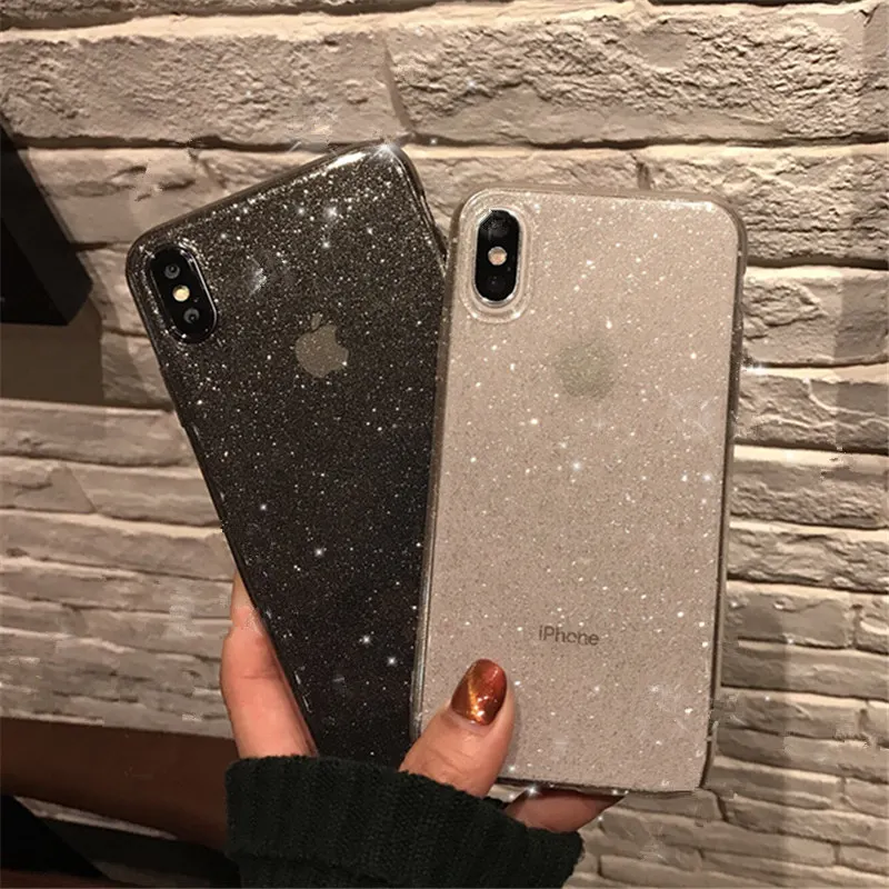 Чехол с блестками для iPhone 11 Pro XR XS 8 7 Plus 6S 12 прозрачный мягкий ударопрочный чехол из