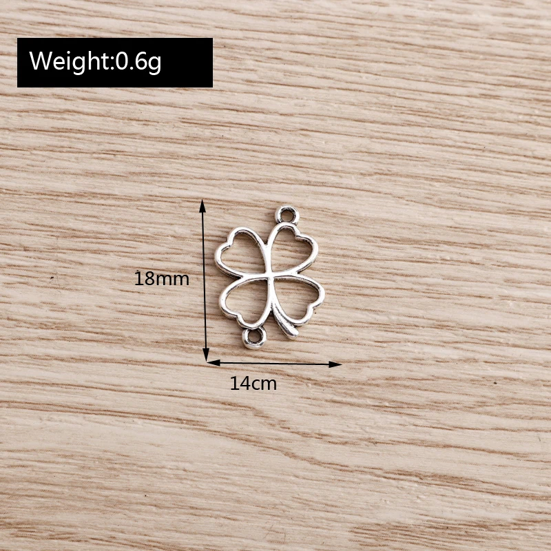 

30pcs 14*18mm Cute Flower Charms Connector for Jewelry Findings Antique Silver Color Lucky Charms Earrings Bracelets Making