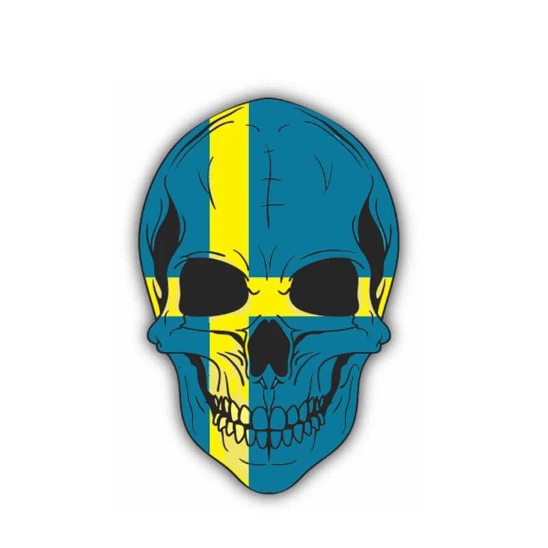 

Personalized Car Stickers Car Accessories Skull Sweden Flag Car Sticker Decal 8.6CM*13CM
