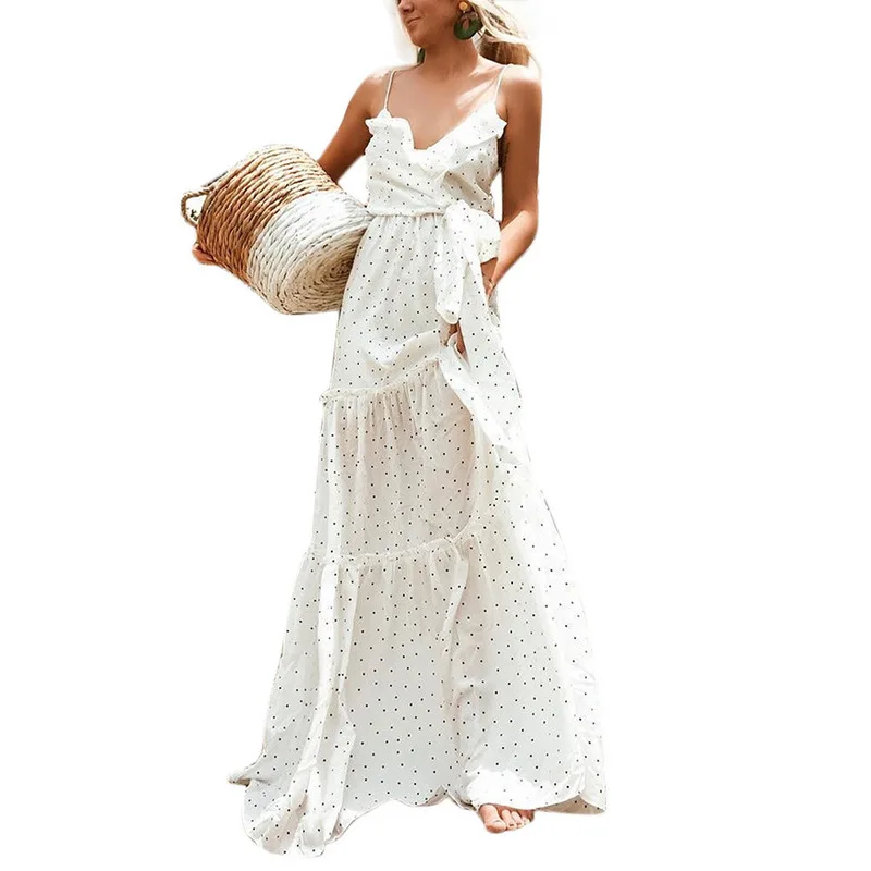 

Cover Ups Dress Beach Women's Outings 2019 Swimwear Womens Tunic Pareo Summer New Long Sleeveless White Sexy Condole Solid
