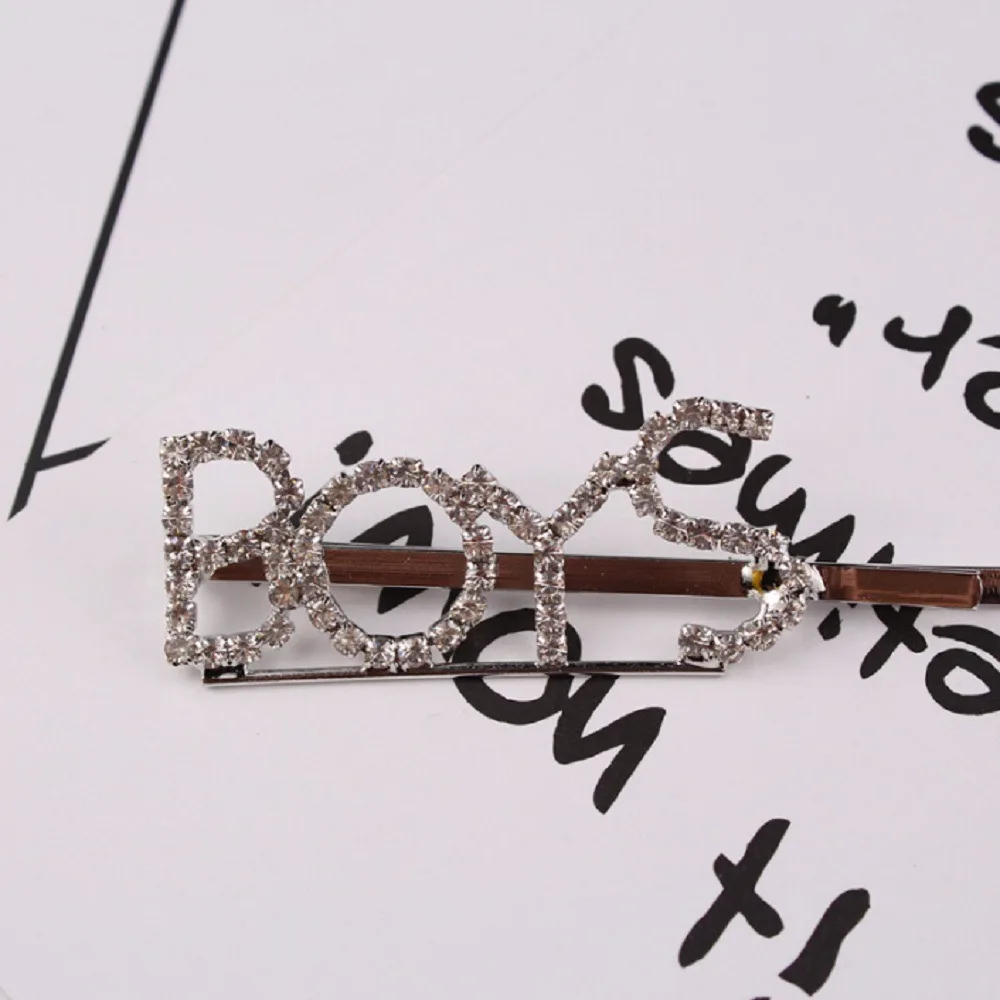 Модные стразы с надписями на английском языке заколка для волос девочек подарок