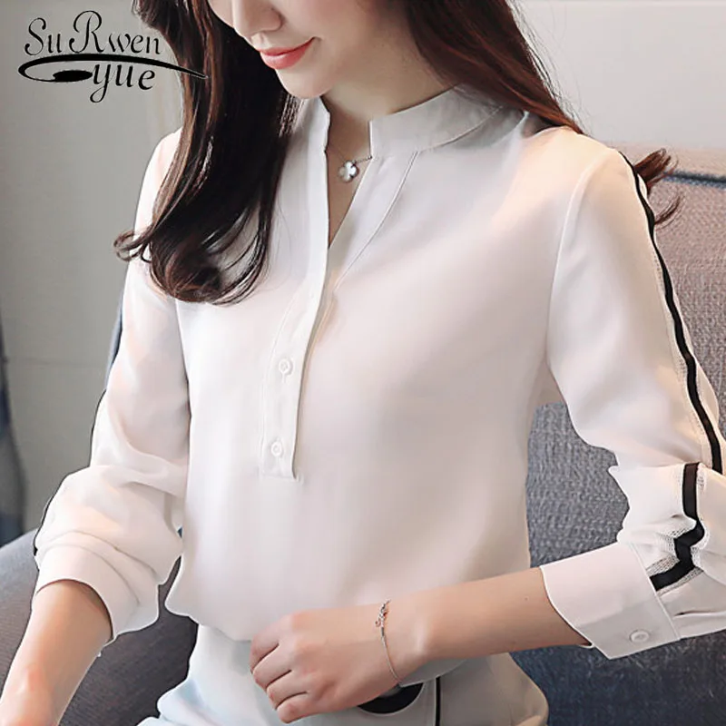 Модные женские блузки 2019 длинный рукав OL Блузка для женщин топы офисные туфли