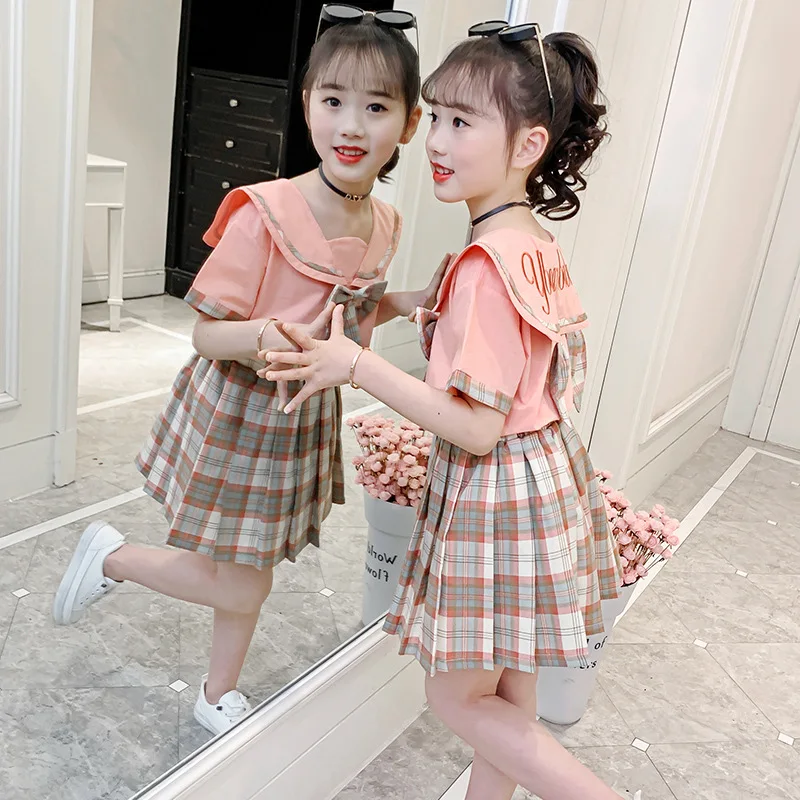 

Girls' suit summer dress 2021 new foreign style net red jk uniform girl college style children's skirt two-piece trend