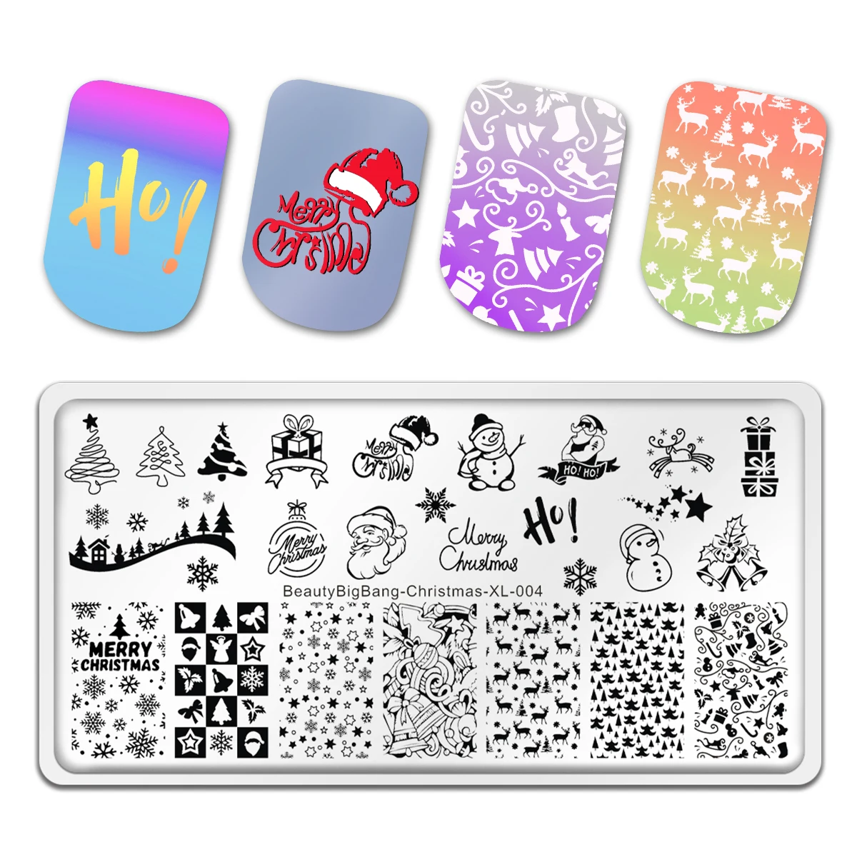 

Beautybigbang Stainless Steel Nail Stamping Plate Chrismas Style Santa Claus Tree Image Nail Art Template Stencil Tool for Girl
