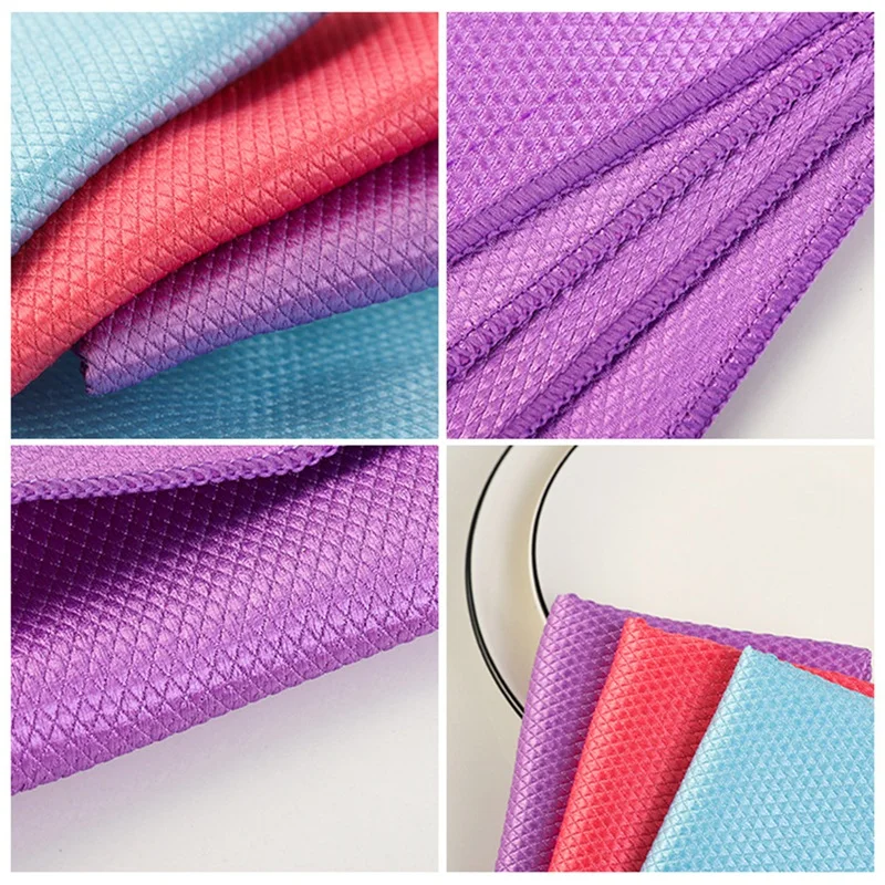 

1Pc Traceless Microfiber For Window Car Mirror Polishing Fish Scale Rag Soft Lint Free Reusable Glass Cleaning Cloth Eyeglasses