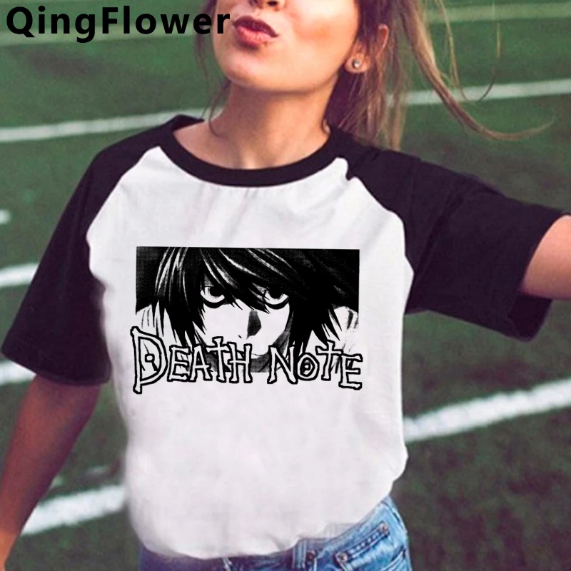 

Футболка Death Note женская с графическим рисунком, повседневный Топ, уличная одежда для пар, белый цвет, на лето
