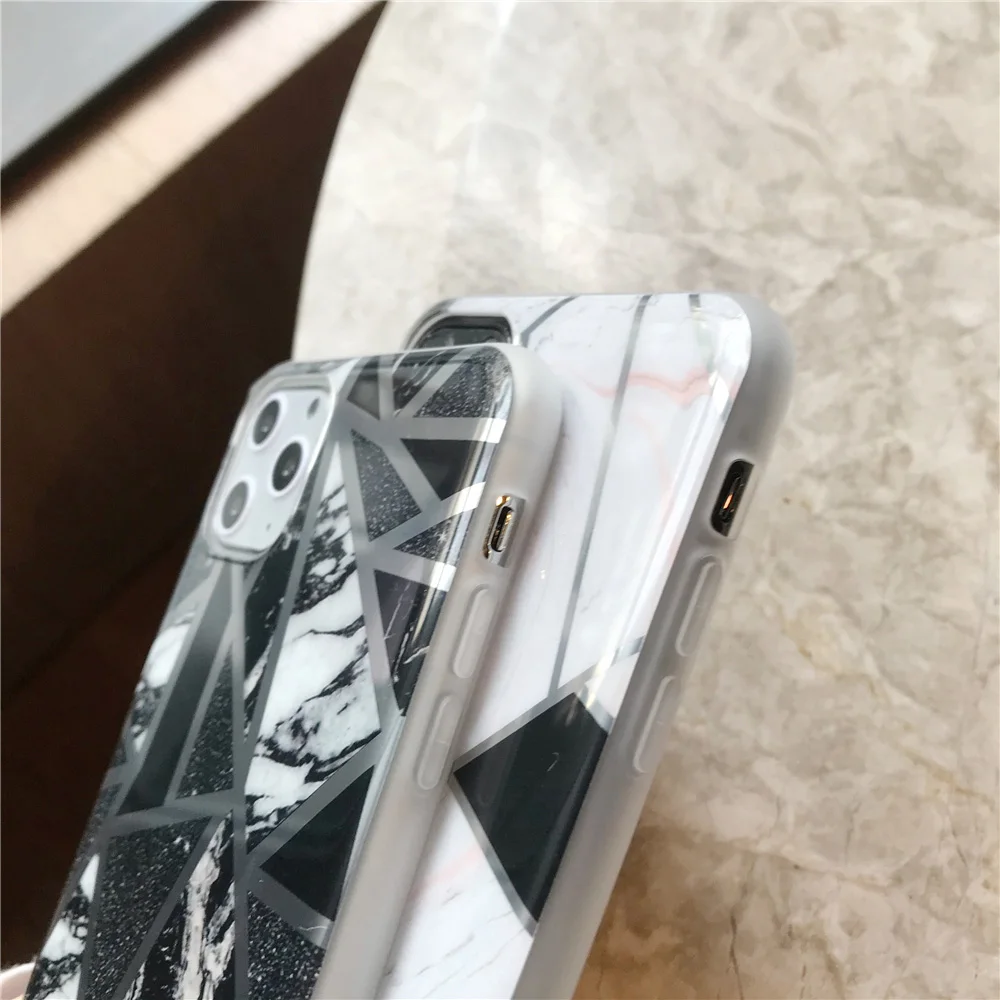 N1986N для iPhone 11 Pro X XR XS Max 6 6s 7 8 Plus чехол для телефона Роскошные геометрические сплайсы мрамор гальванические блестящие IMD Для iPhone X
