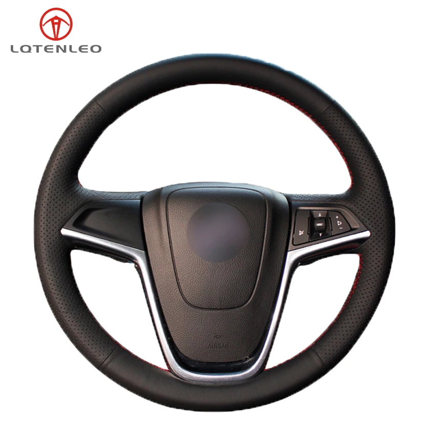 

LQTENLEO черная крышка рулевого колеса из натуральной кожи для Opel Astra (J) Ampera 2010-2015 Meriva (B) Zafira Tourer 2011-2016