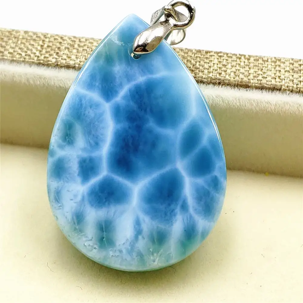 Женский и мужской кулон Larimar из натурального синего камня 31x21x8 мм Подарок на