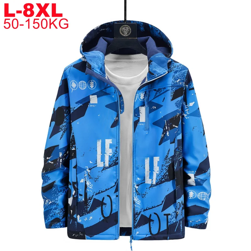 

Зимние водонепроницаемые мужские куртки размера плюс 8xl 7xl 6xl с флисовой подкладкой, мужское уличное пальто из мягкой ткани, ветронепроницае...