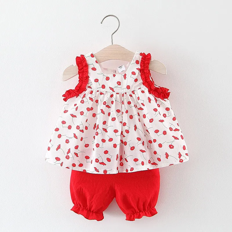 AX1121Red Melario/Повседневные комплекты одежды для малышей летние детские комплекты с фруктовым принтом От 0 до 2 лет, милая Одежда для девочек из 2 предметов Новое поступление, комплекты одежды для девочек - Цвет: AX1121Red