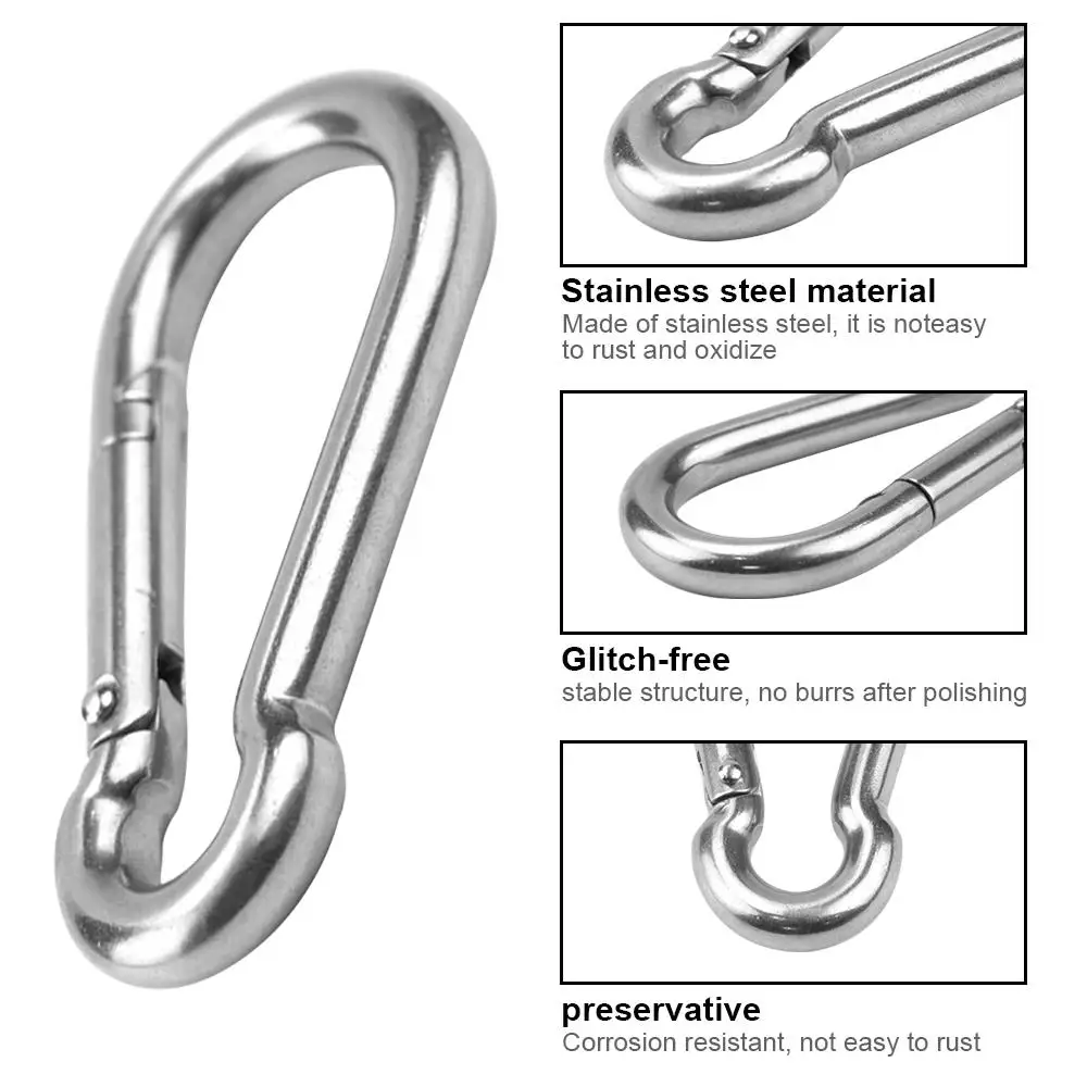 2PCS  Limited 250KG/125KG Large Carabiner Clip Heavy Duty Climbing Hook Buckle Keychain Link Stainless Steel Carabiner Clip