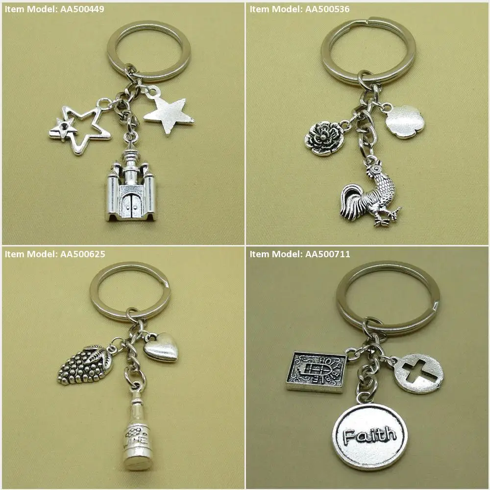 Брелок для ключей замок звезда пентаграмма курица петук Цветочная бутылка вино