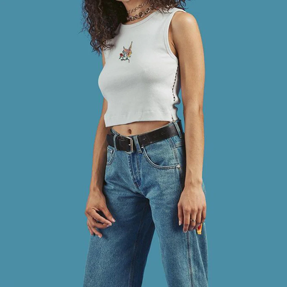 Повседневный Женский трикотажный короткий топ с принтом майка майки топы бюстье
