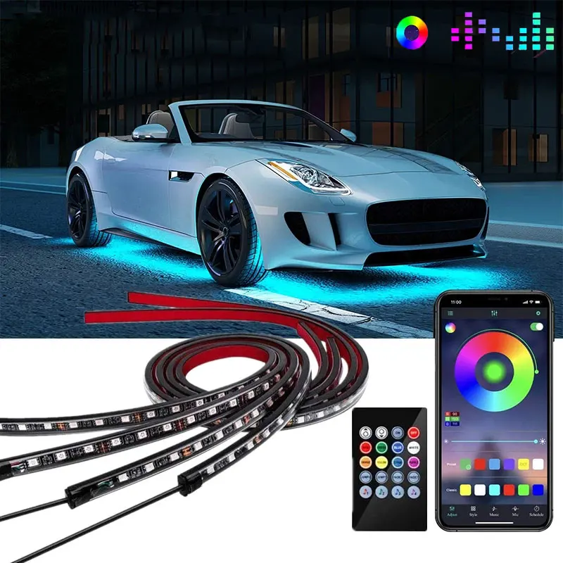 

LED Car Chassis Lights auto Underglow Neon Flexible Strip 12V Led Light Kit Remote /APP Control RGB Decorative Atmosphere Lamp