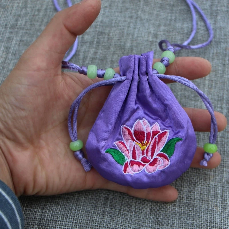 1 pcs Chinese style cotton embroidery bag jewelry packaging baby shower boy pokemon wedding gifts for guests s paper organizer | Дом и сад