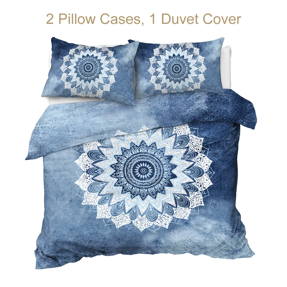 Постельное белье Комплект постельного белья из 3 предметов винтажный кобальт