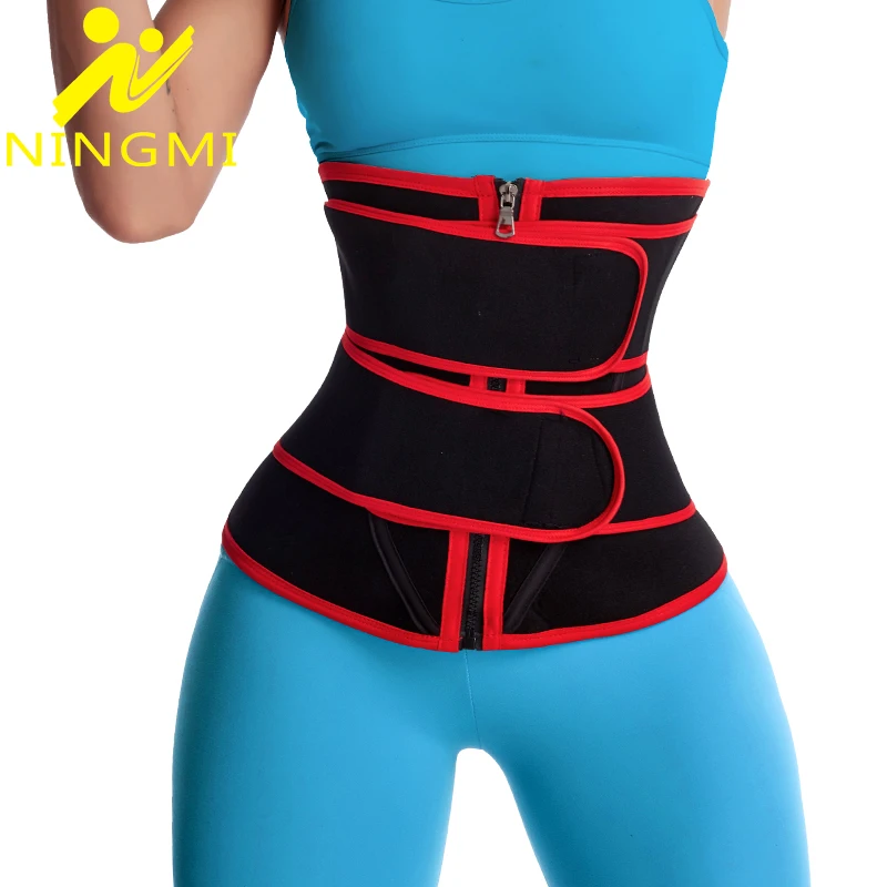 

NINGMI Waist Trainer Belt Women Neoprene Sauna Belt for Weight Loss Slimming Modeling Belt Strap with Zipe Body Shaper Fajas