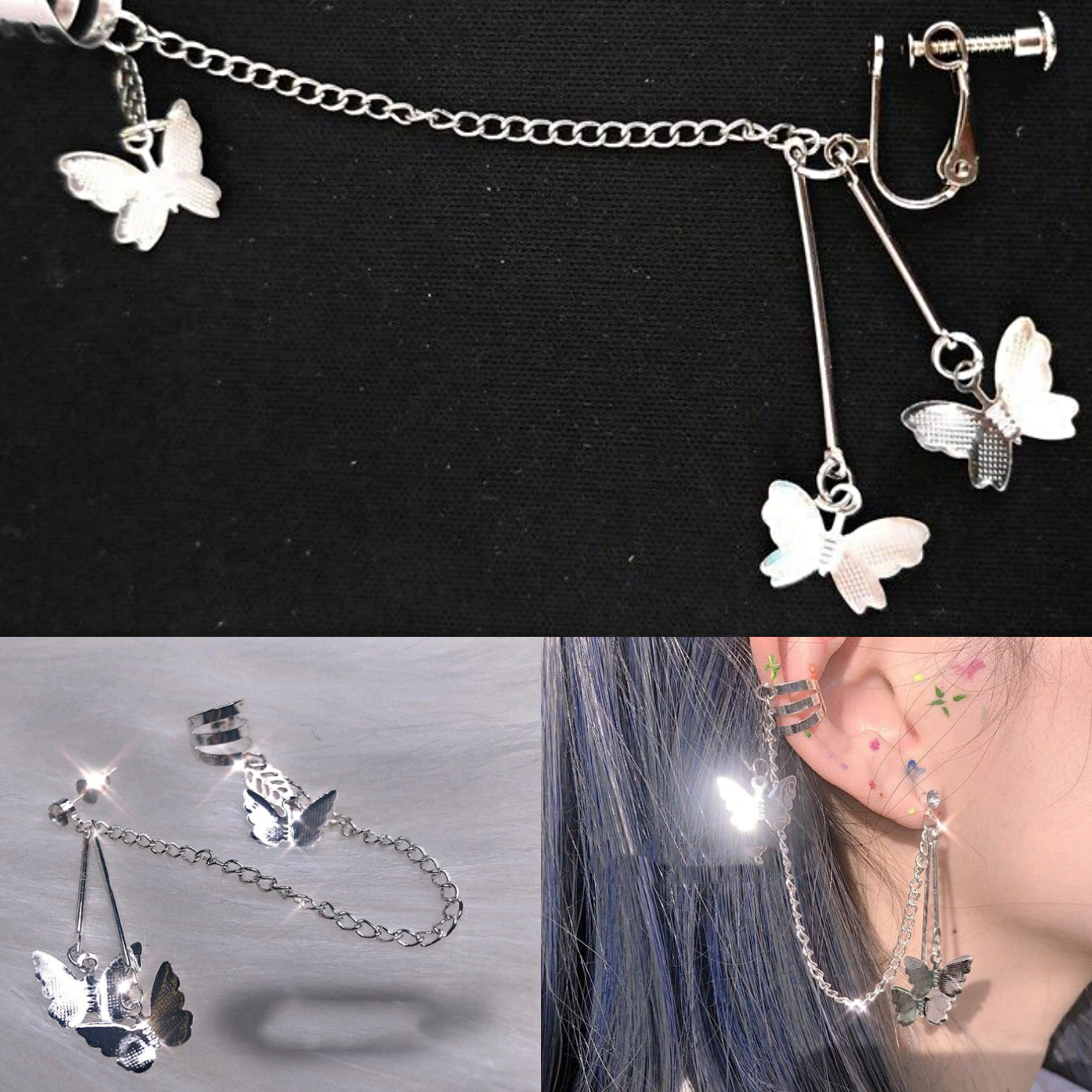 

Mini Minimalist Butterfly Fairy Ear Bone Clip Women Girls Exaggeration Tassel Elegant Cool Unique Ear Bone Clip Jewelry Gifts