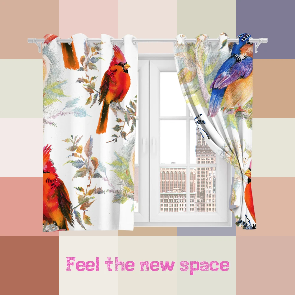 

Затемняющие шторы с перфорированным крючком, 3D занавески с птицами, милые китайские элементы на заказ, полностью защищающие от солнца окна, ...