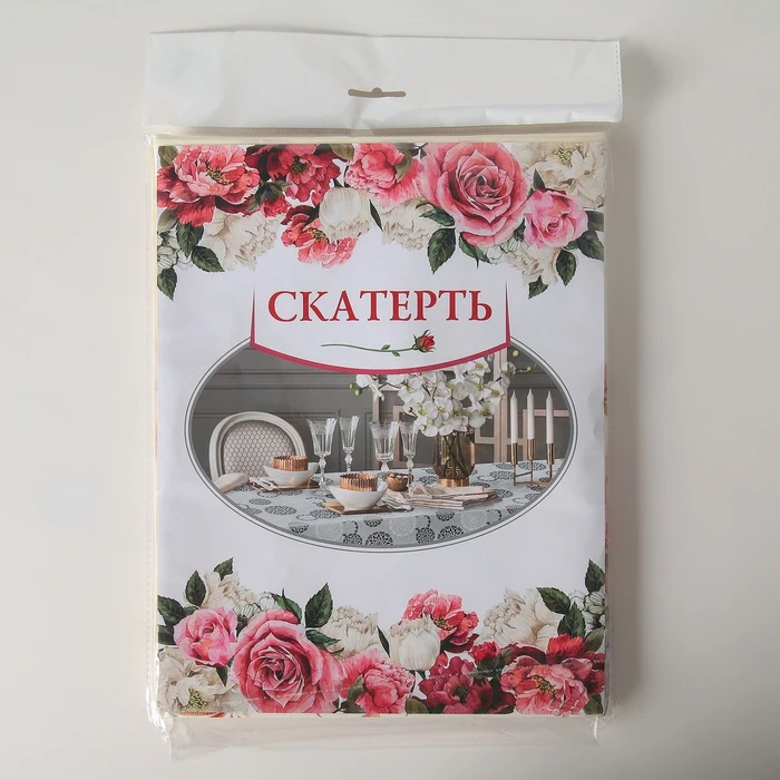 Скатерть на нетканой основе многоразовая Колорит с бейкой 135х180 см &quotРозы&quot цвет