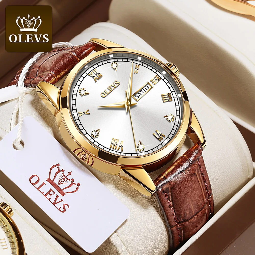 

OLEVS Relojes para hombres Business Casual Watch Men's Calendar Glow-in-the-Dark Waterproof Straps Fashion Ultra-Thin Watch
