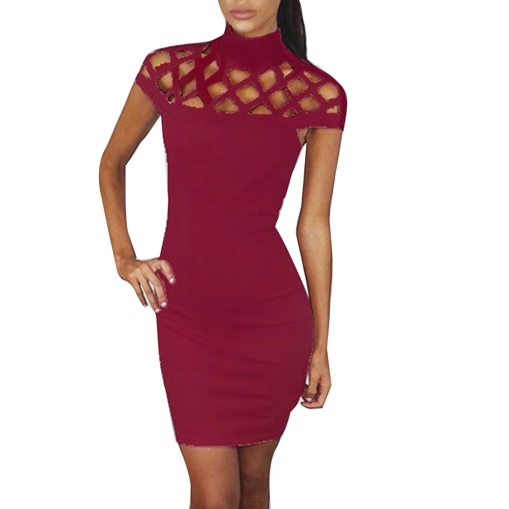 Женское платье лето 2019 Открытое с коротким рукавом повседневное сексуальное