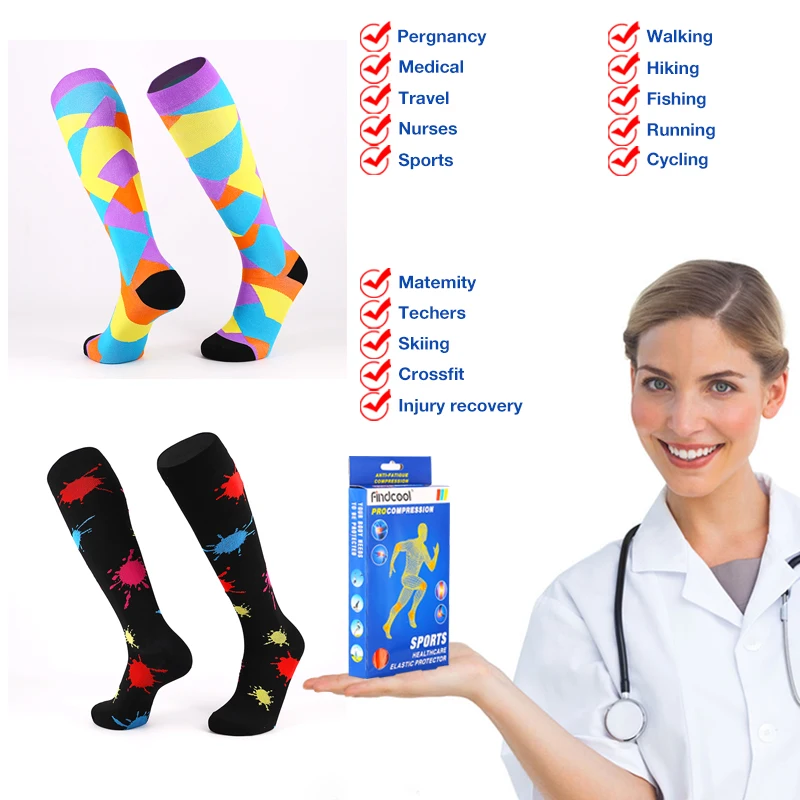 Buy Findcool Adult Nylon Sweat Absorbing Run Sports Hiking Elastic Comfortable Unisex Breathable Compression Socks Support