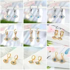 1 пара, новинка, винтажный со стразами, сглаза, серьги-кольца для женщин, уникальный циркон, маленькие круглые серьги-гвоздики, турецкие ювелирные изделия, подарок