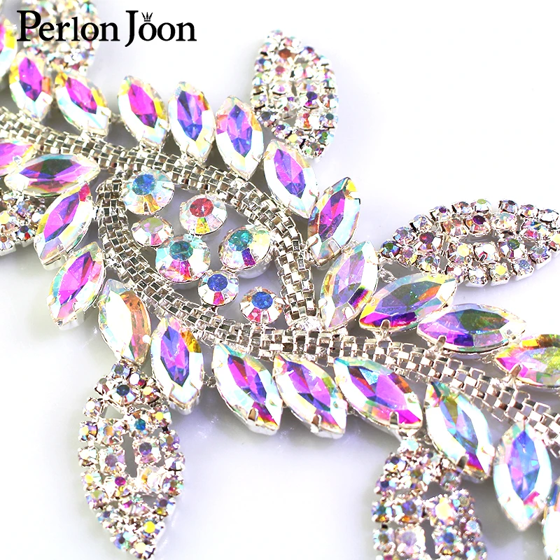 1 шт. AB цветной кристалл лист Длинный Патч Стразы стеклянный сварочный цветок