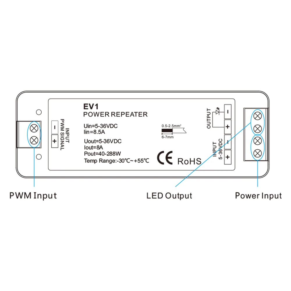 Усилитель для светодиодного приемника макс. 288 Вт 8 А/канал постоянный ток 5 В ~ 36