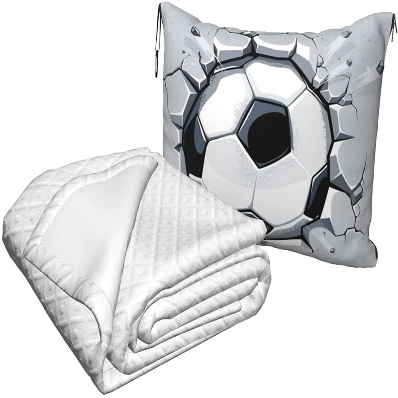 melhor 3d Futebol Viagem Travesseiro Cobertor Dois-em-um Mochila Cinta E Compacto Avião Saco Cintura Suporte 60x43 Polegadas