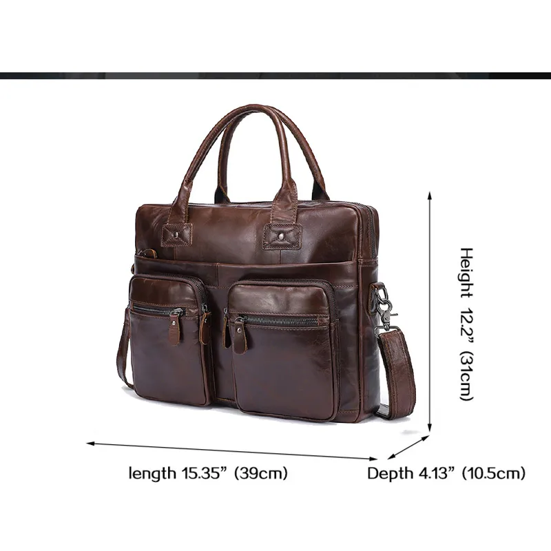 

Large Briefcase for Men Genuine Leather Handbag Business Travel Laptop Bag High Quality Real Leather Shoulder Messenger Bag