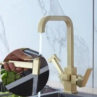 kitchen sink faucets solid brass mixer tap single handle hot cold sink crane tap 360 degree rotation pull out tap brushed gold