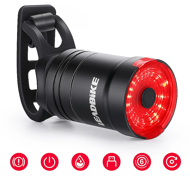 

Bicycle Accessories IPx6 Waterproof LED Tail Light, Automatic Induction Brake, 6 USB Charging Modes, 54 Hours Rear View Warning,