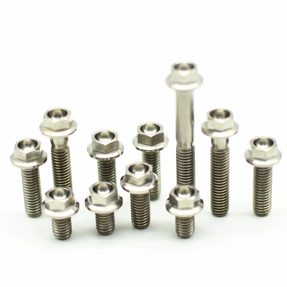 Ti Болт M6 M8 титановые болты для мотоцикла DIY MTB Ti цветная Фланцевая головка шестигранные Ti винты Ti Упаковка застежек 4 шт